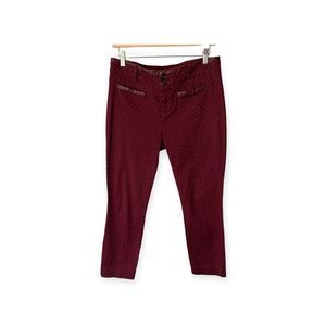 Anthropologie Cartonnier Charlie Slim Ankle Pants Womens 8 Maroon Textured